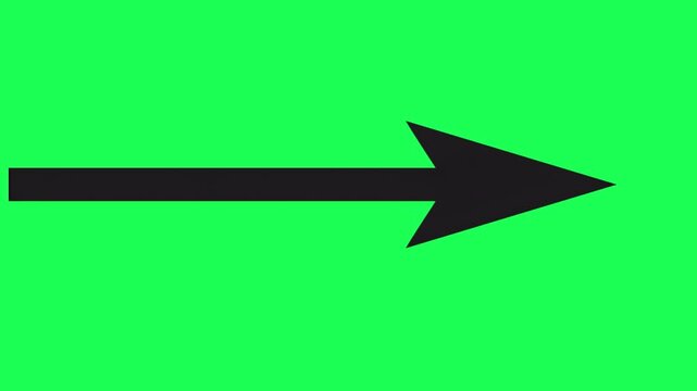 Simple black arrow pointing right on a vibrant green background