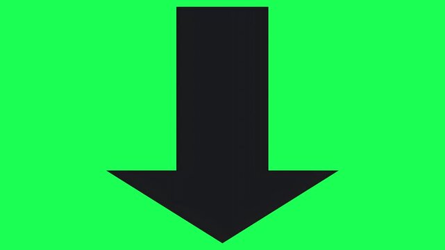 Simple black arrow pointing down on a bright green background