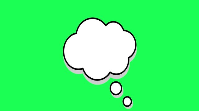 Blank white comic book style thought bubble on green background
