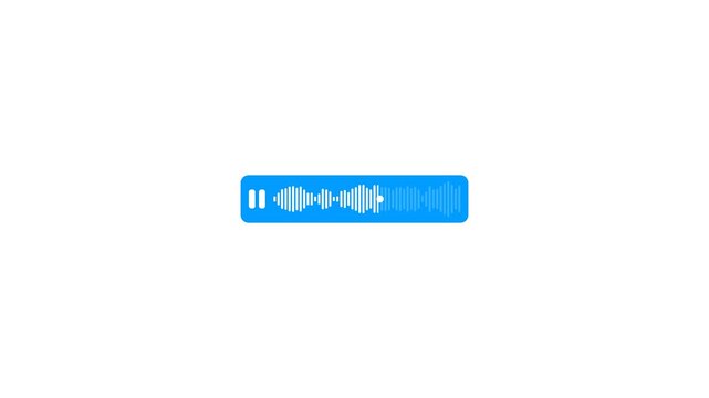 Voice Message Audio Waveform Animation, recording animation with Alpha Channel, Chat Voice Note Sound Bars Overlay on Transparent Background in 4K.