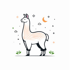 Obraz premium Minimalistische Lama-Silhouette – Exotisches Lama als Vektorillustration