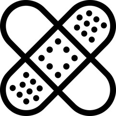 Two adhesive bandages crossed in a medical icon style isolated on transparent background