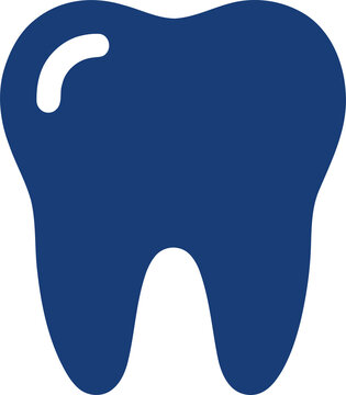 Simple blue tooth icon for dental care and medicine isolated on transparent background