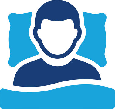 Person sleeping in bed icon illustration isolated on transparent background