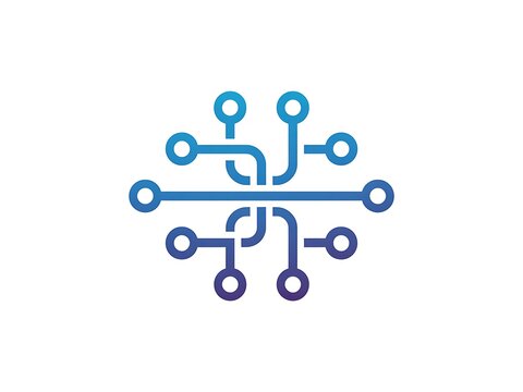 Blue gradient circuit pattern minimal logo high resolution picture
