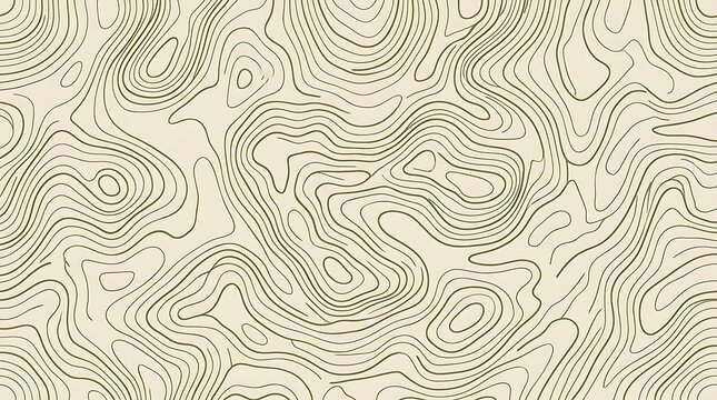 Abstract topographic map contour line pattern on beige background