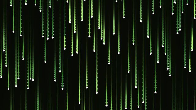 Abstract digital green matrix code rain on black background