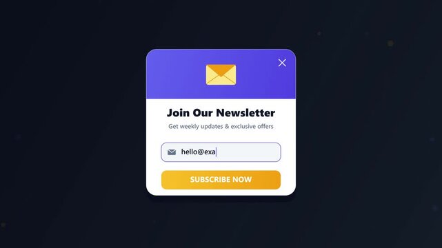 Modal Window Opening and Closing with Purple Header on Dark Background Interface Animation
