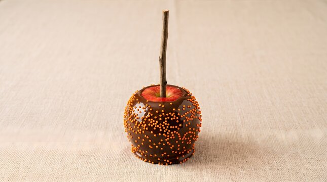Chocolate covered candy apple with sprinkles on a stick, sweet treat and dessert festive treats