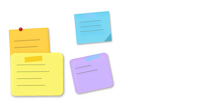 Colorful sticky notes with written messages for reminders and office organization