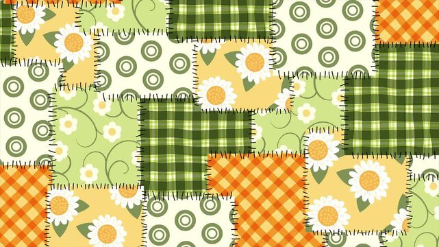 Patchwork background on a seamless loop