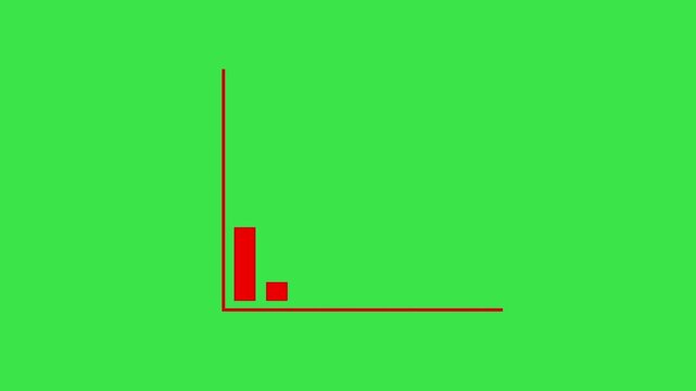 Red bar chart with downward arrow representing financial loss and recession