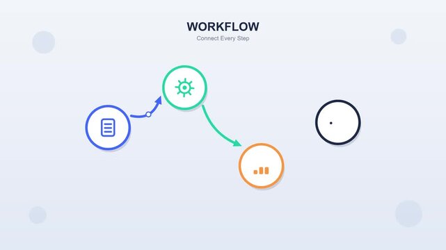 Animated Workflow Icons Connecting in Clean Business Interface Design