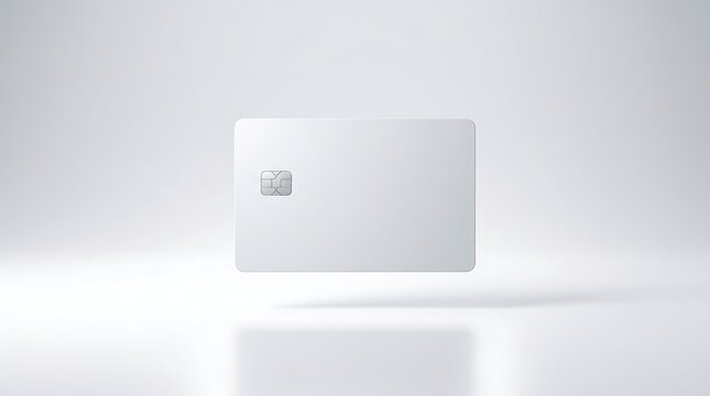 Blank matte white credit card with silver security emv chip