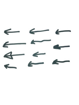 Set of hand drawn arrows pointing to the left