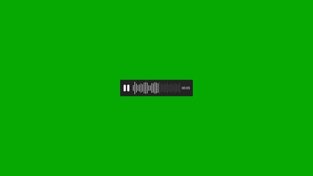 Voice Message Audio Waveform Animation, recording animation with Alpha Channel, Chat Voice Note Sound Bars Overlay on green screen in 4K.