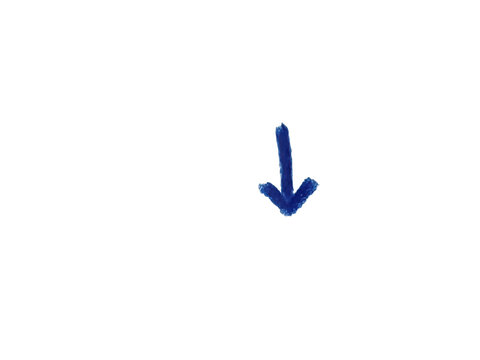 Hand drawn blue arrow pointing down