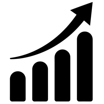 Business Growth Chart Icon with Upward Arrow &ndash; Financial Analytics Vector Symbol