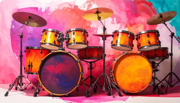 Double drum set colorful abstract background