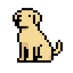 Fototapeta premium Pixel Art Golden Retriever Dog Sitting