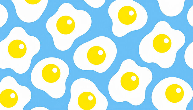 Fried Egg Flat Design Blue Background