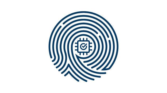 Circular fingerprint scan with central microchip processor.