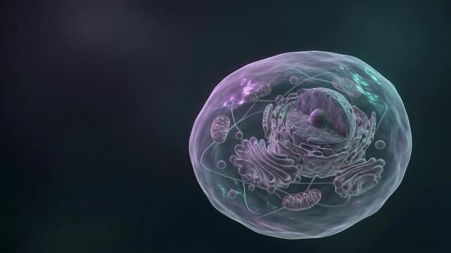 Close-Up Detailed Animal Cell Anatomy showcasing Soft Gelatinous Texture and Luminescent Internal Structures