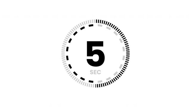 10 second countdown timer, digital circular animation from 10 to 0 seconds on white background.