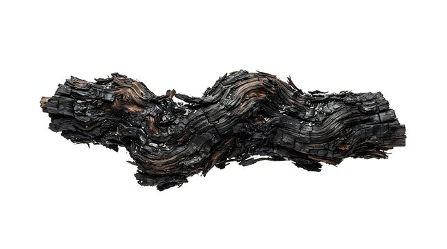 Abstract dark metallic organic structure with intricate mechanical details isolated on a white background