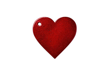 Obraz premium Simple red heart shaped hanging tag isolated on transparent background