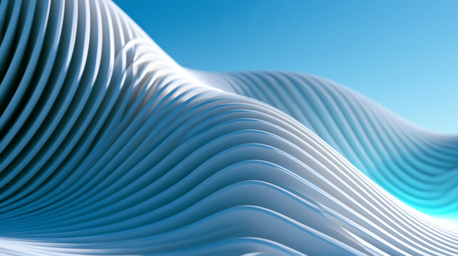 Modern Abstract Parametric Architecture Wave Against Blue Sky