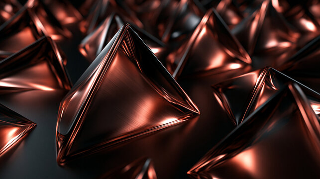 Abstract Metallic Copper Pyramid Geometric Background Design
