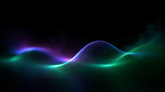 Futuristic Neon Digital Audio Wave Mesh Abstract Background