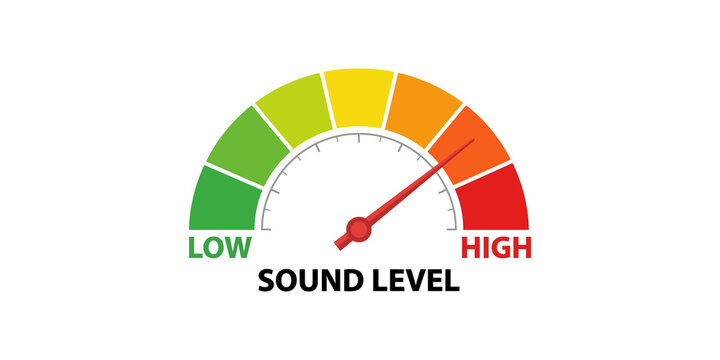 Sound level meter showing high volume with red color indicator.