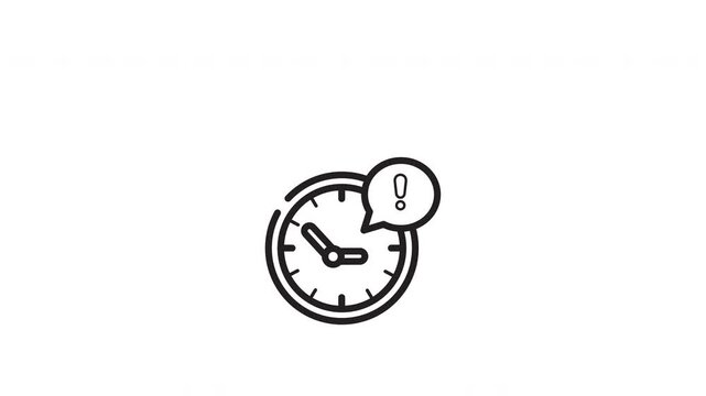 Clock icon with speech bubble  exclamation mark for urgent reminders, time management symbols suitable for app or website designs.