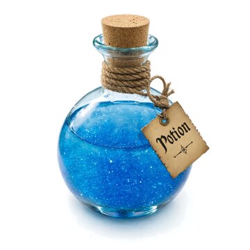 Realistic Magic Potion Bottle Isolated on White Background for Halloween and Fantasy Design
