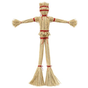 Realistic Wicker Effigy Doll Isolated on White Background for Halloween and Pagan Ritual Themes