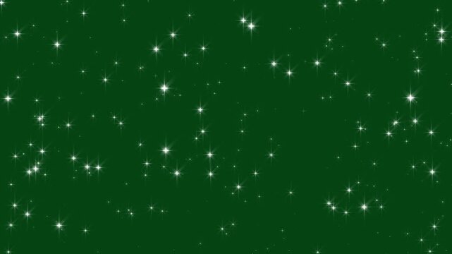 White sparkle glitter explosion dust particles background, sparkle stars silver background christmas holiday, colorful blinking stars on green background. bokeh light lights effect. 4k video
