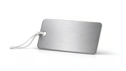 Obraz premium Blank Silver Foil Packaging Tag With White Cord
