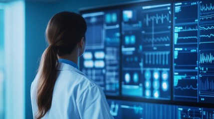 Fototapeta premium Medical Interface Visualizing Healthcare Resource Allocation Medical Data Visualization Scene, medical service interface, AI healthcare dashboard, digital diagnostic technology