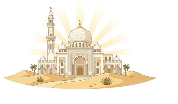 UntitlWhite desert mosque at sunrise flat vector illustration isolated on white
Keywords:ed design - 1