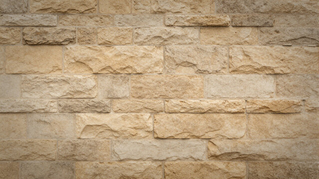Light brown natural stone wall texture with ashlar masonry blocks