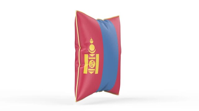 Pillow with the flag of Mongolia on white background