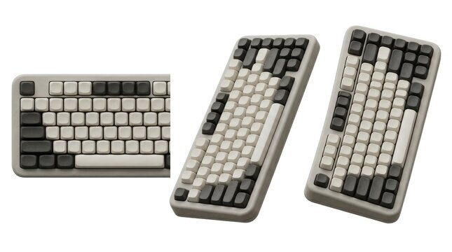 Mechanical keyboard with twotone grey and white keycaps