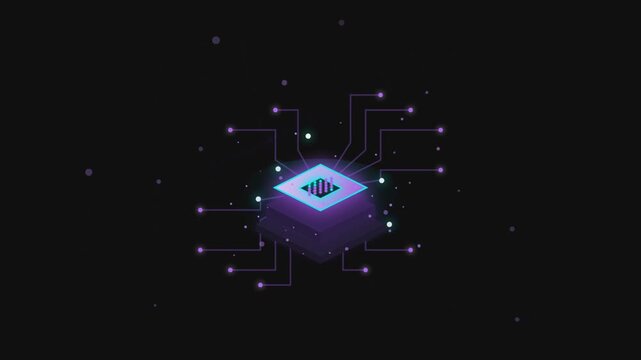 Quantum processor chip futuristic cyber technology vector