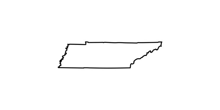 Outline map of Tennessee state isolated on checkered background.