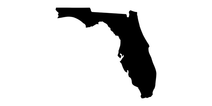 Florida state map silhouette icon in black on transparent background.