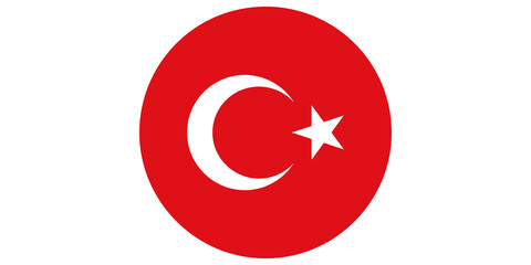Obraz premium red circle with white crescent moon and star, symbol of turkey flag.
