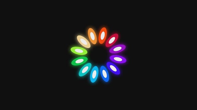 Loading spinner animation icons set on dark background