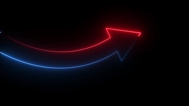 Glowing neon Business operational changes. Successful business turnaround and performance recovery. Businessperson tapping a rising arrow. 4k animation video.